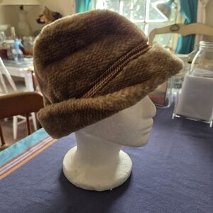 Vintage Men's Hat Brown Fedora Hugger Cap with Flap